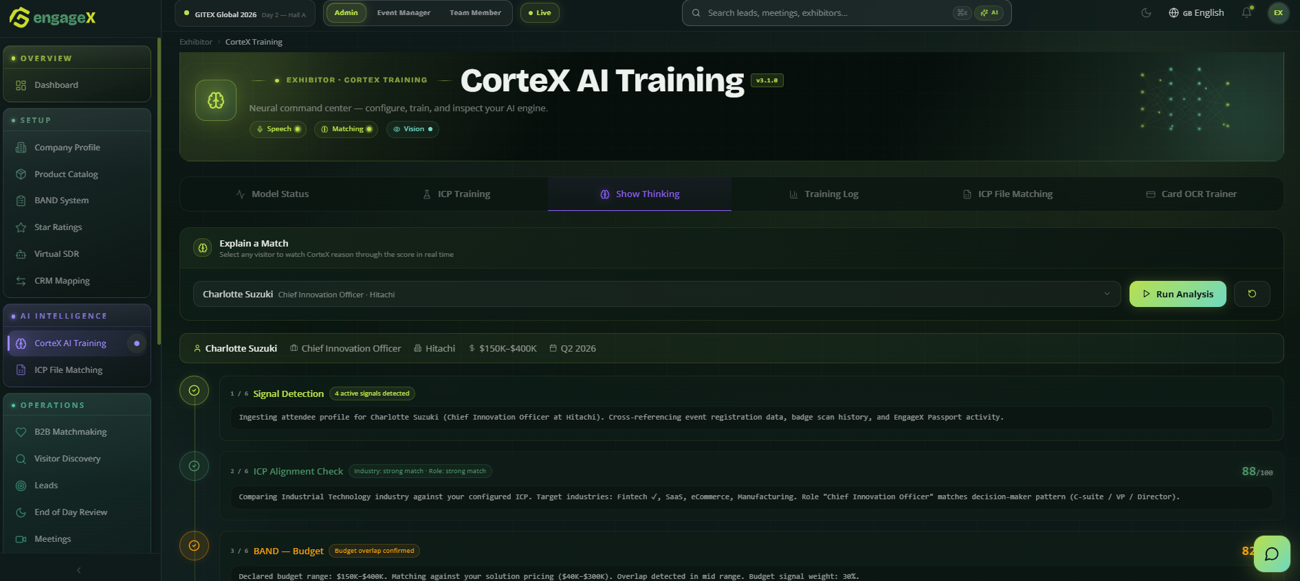 CorteX show-thinking — model reasoning panel