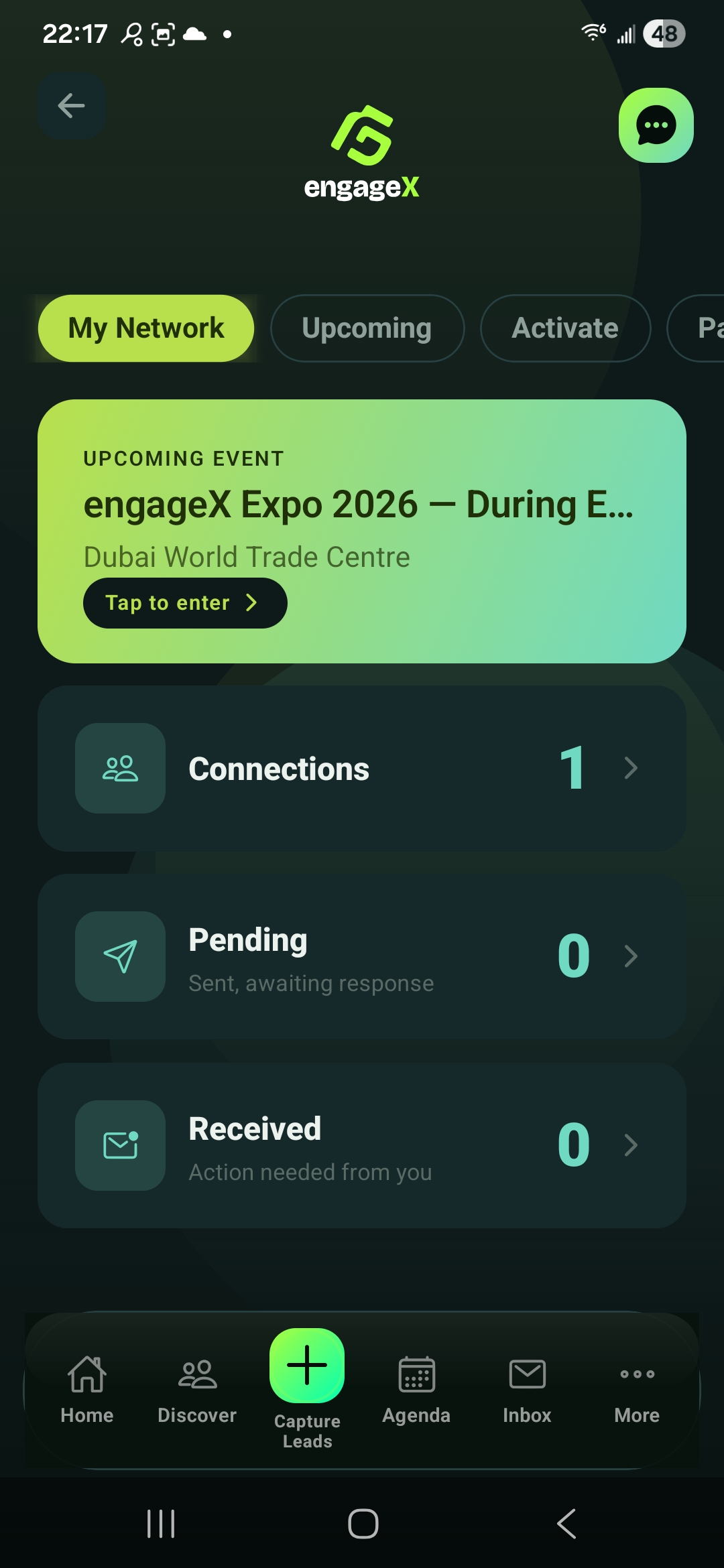 My Network — every contact, voice note, and follow-up cue from the event in your phone