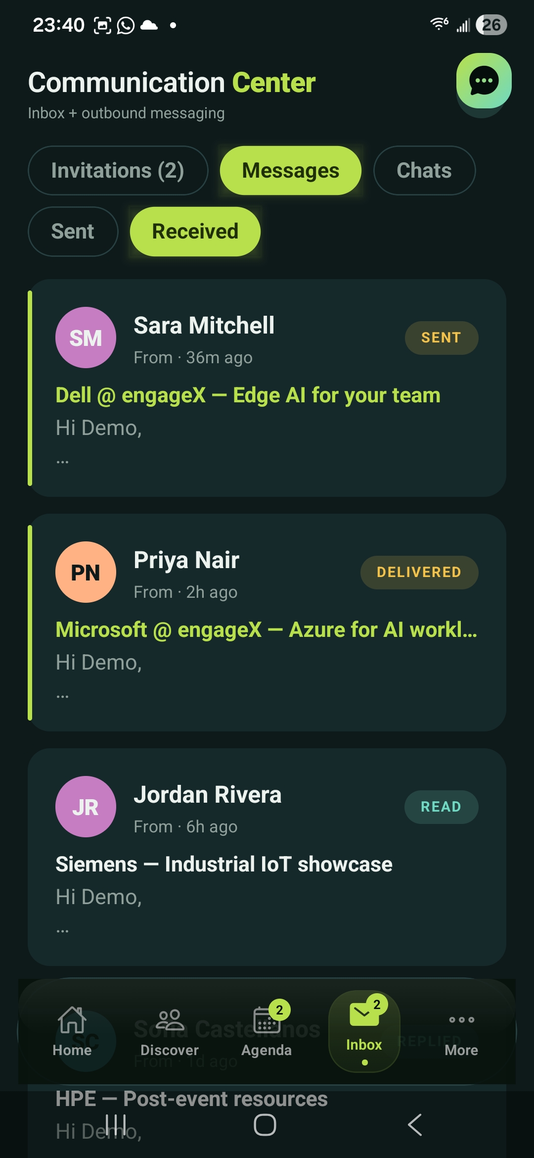 Post-event comms inbox keeps the conversation going